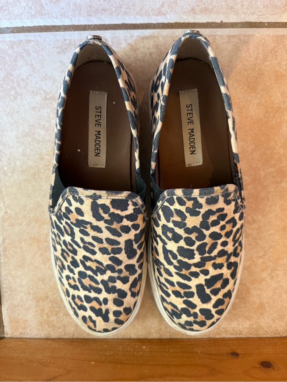 Steve Madden Leopard Print Slip-On Sneakers - Tan/Black